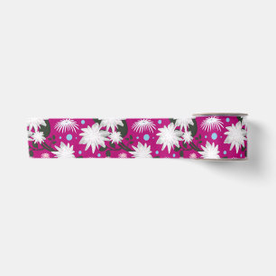 Elegant White Floral Pattern Botanical Design Satin Ribbon