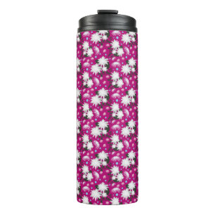 Elegant White Floral Pattern Botanical Design Thermal Tumbler