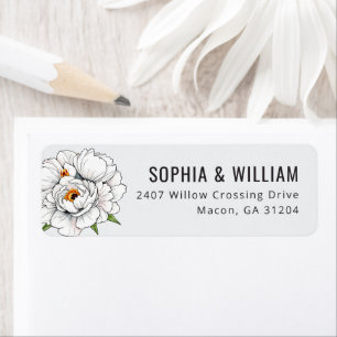 Elegant White Floral Peony Illustration