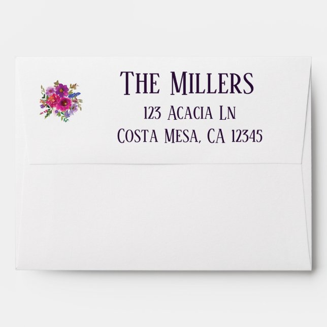 Elegant White Floral Pre-Addressed Wedding Envelope (Back (Top Flap))
