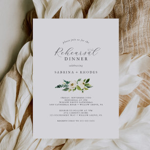 Elegant White Floral Rehearsal Dinner Invitation