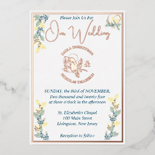 Elegant White & Floral Rose Gold Wedding