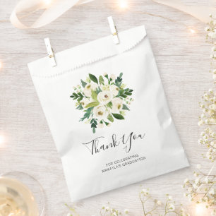Elegant White Floral Thank You Graduation Favour Bags