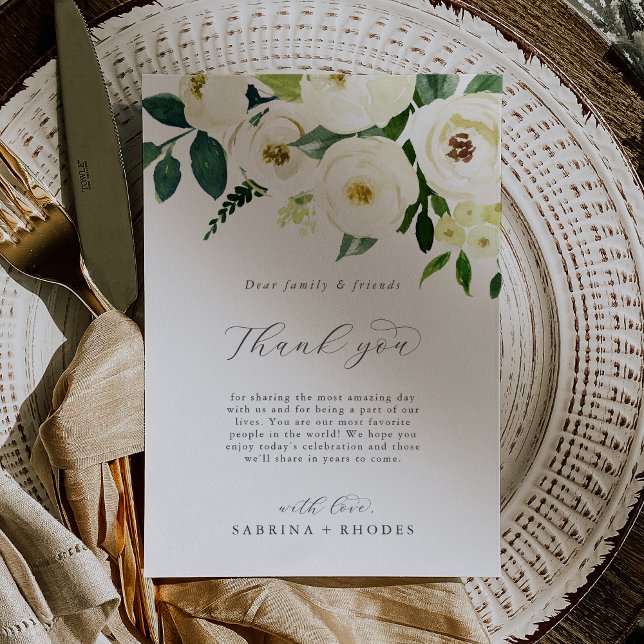 Elegant White Floral Thank You Reception Card (Elegant White Floral Thank You Reception Card)