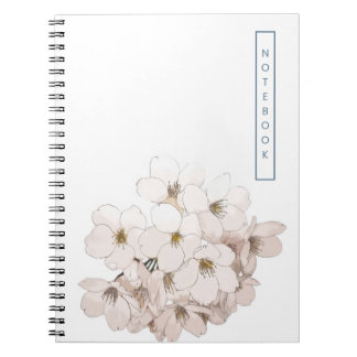 Elegant white Floral Watercolor Notebook