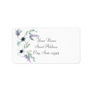 Elegant White Floral Watercolor Return Address Label