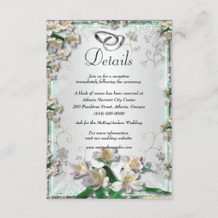 Elegant White Floral Wedding Details Enclosure Card