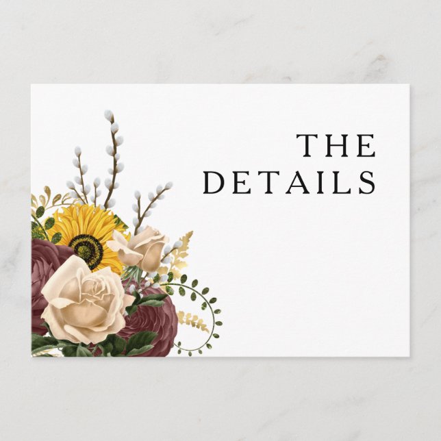  Elegant White Floral Wedding Details Enclosure Card (Front)