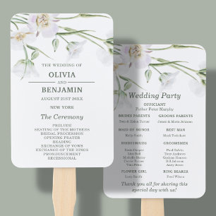 Elegant White Floral Wedding Fan Program