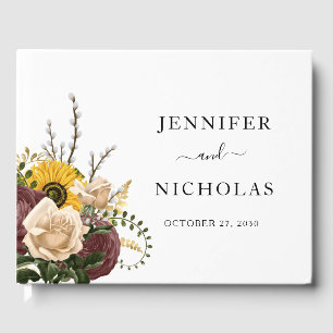 Elegant White Floral Wedding Guest Book