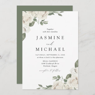 Elegant White Floral Wedding Invitation