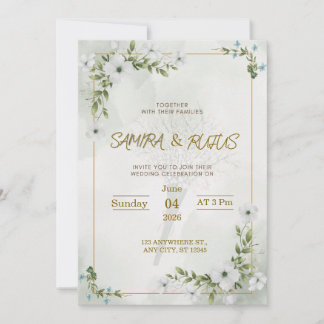 Elegant White Floral Wedding Invitation Card