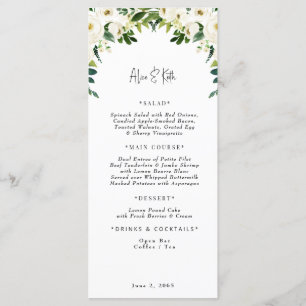Elegant White Floral Wedding Menu