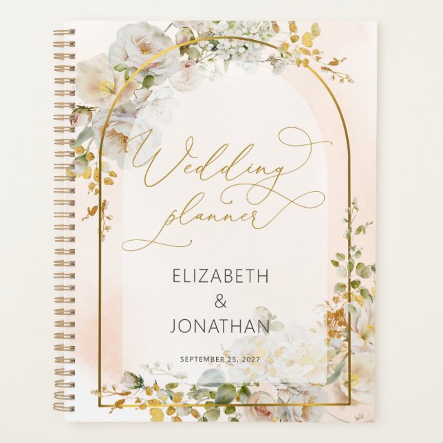 Elegant White Floral Wedding Planner (Front)