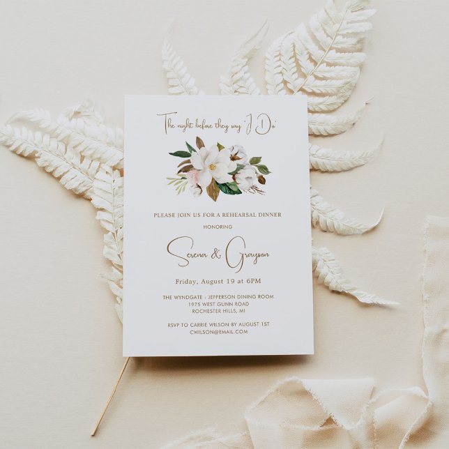 Elegant White Floral Wedding Rehearsal Dinner Invitation (Creator Uploaded)