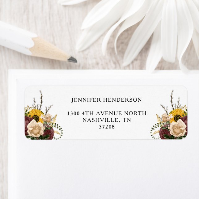  Elegant White Floral Wedding Return Address (Insitu)