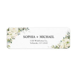 Elegant White Floral Wedding Return Address Label