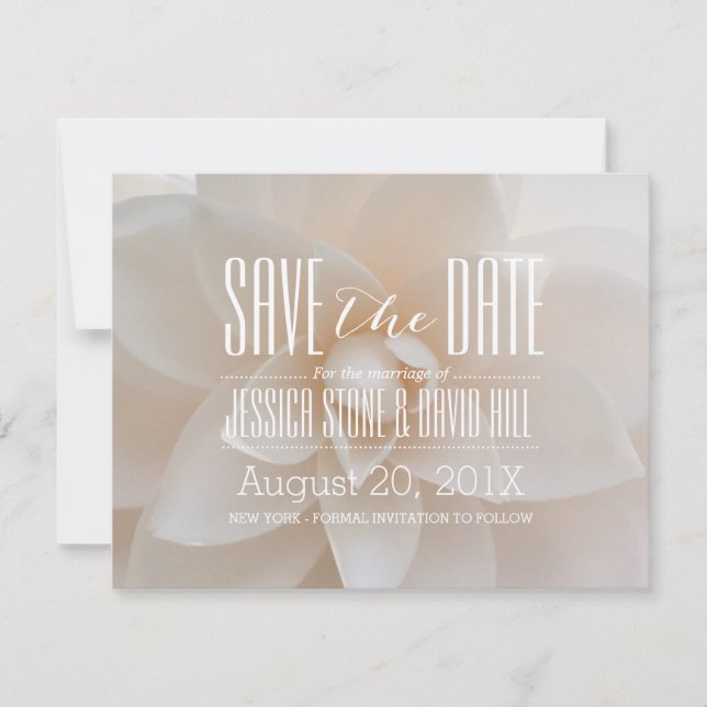 Elegant White Floral Wedding Shimmer Save the Date (Front)