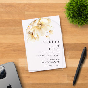 Elegant White Florals Wedding Acrylic Invitations