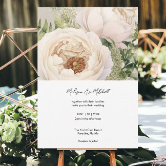 Elegant White Flower Bouquet Watercolor Invitation