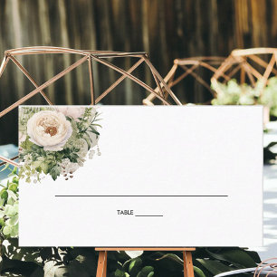 Elegant White Flower Bouquet Watercolor Place Card