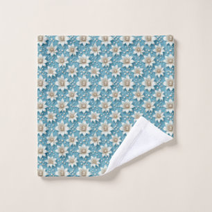 Elegant White Flower Pattern With Pearls Wash Cloth
