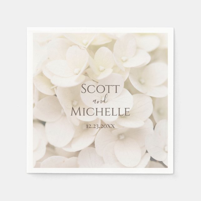 Elegant White Flower Petals Floral Paper Napkin (Front)