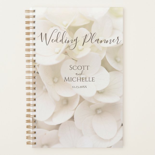 Elegant White Flower Petals Floral Planner (Front)