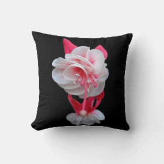 Elegant White Flower Pillows with Red Accents