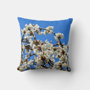 Elegant white flowering blossoms  cushion