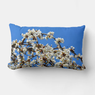 Elegant white flowering blossoms  lumbar cushion