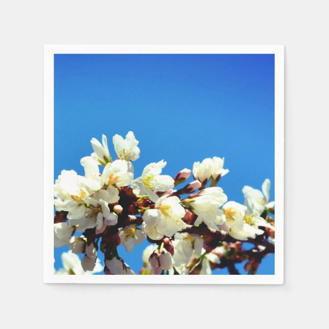 Elegant white flowering blossoms  napkin (Front)