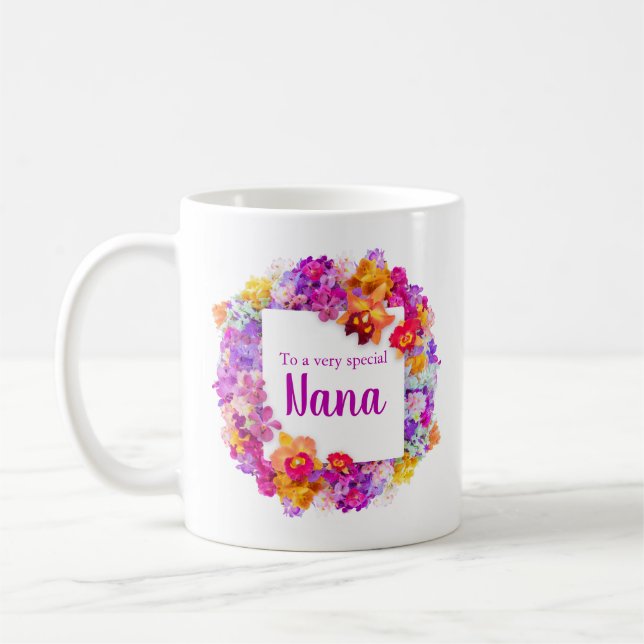 Elegant white flowerrs Nana Mother's day   Coffee Mug (Left)
