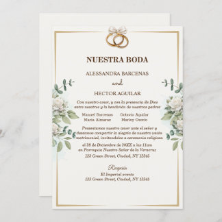 Elegant White Flowers and Greenery invitation