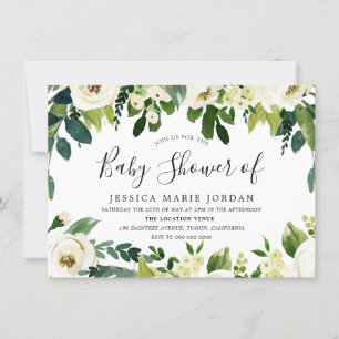 Elegant White Flowers Beautiful Baby Shower Invitation