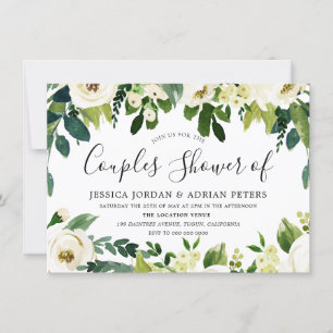 Elegant White Flowers Beautiful Couples Shower Invitation