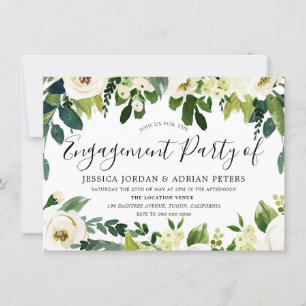 Elegant White Flowers Beautiful Engagement Party Invitation