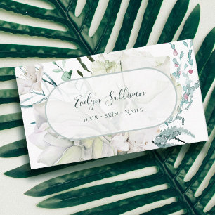 Elegant white flowers business card