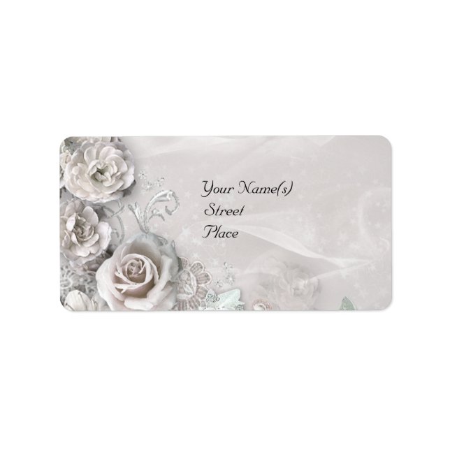 Elegant White Flowers Label (Front)