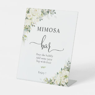 Elegant White Flowers Mimosa Bar Sign
