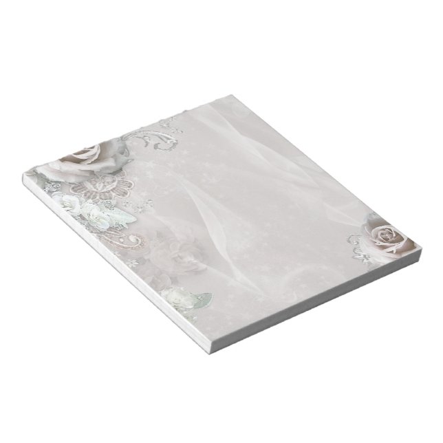 Elegant White Flowers Notepad (Angled)