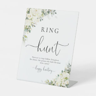 Elegant White Flowers Ring Hunt Sign