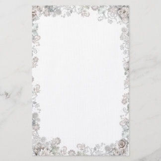 Elegant White Flowers Stationery