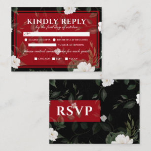 Elegant White Flowers Wedding RSVP Enclosure Card