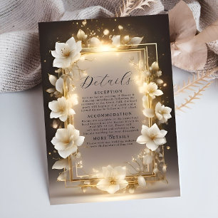 Elegant White Flowers with Lights Details Enclosure Card