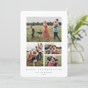 Elegant White Frame 4 Photo Happy Thanksgiving Holiday Card