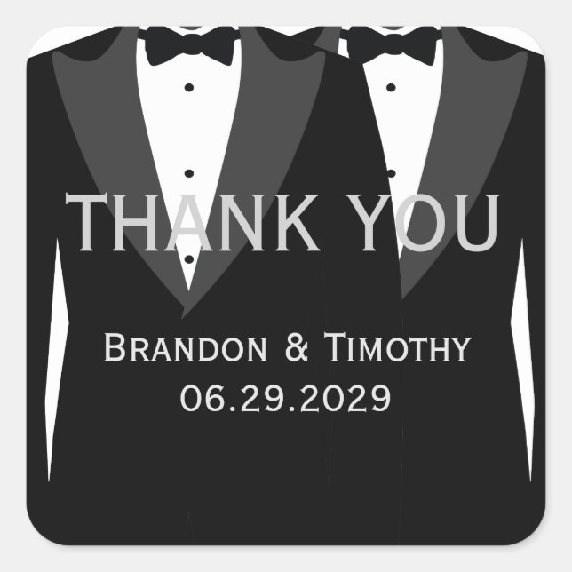 Elegant White Gay Wedding Favor Stickers (Front)