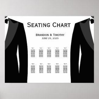 Elegant White Gay Wedding Seating Chart