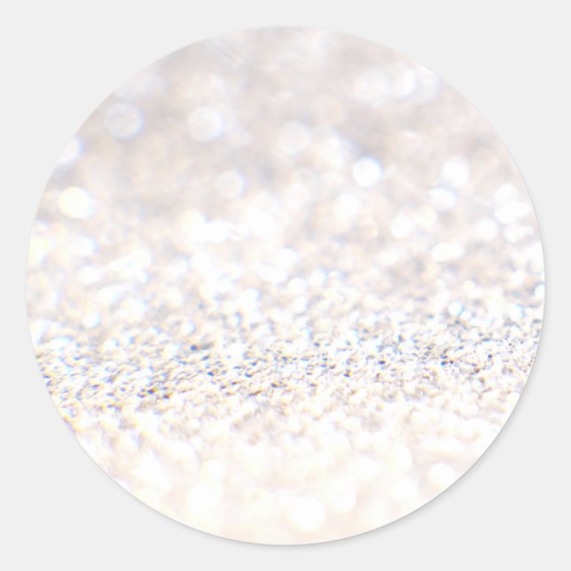 Elegant White Glitter  Classic Round Sticker (Front)
