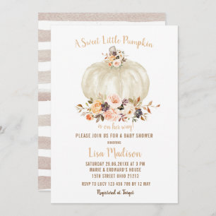 Elegant White Glitter Fall Pumpkin Baby Shower  Invitation